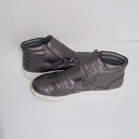 Mootsies Tootsies "Mavis" Pewter Slip-On High Top Sneakers Size 8.5 - Picture 2 of 5